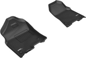 Dodge Ram 1500 Crew Cab Floor Mats - Front - 3D MAXpider - KAGU Series, Carbon Fiber Embossed Pattern - Black - `19-`20